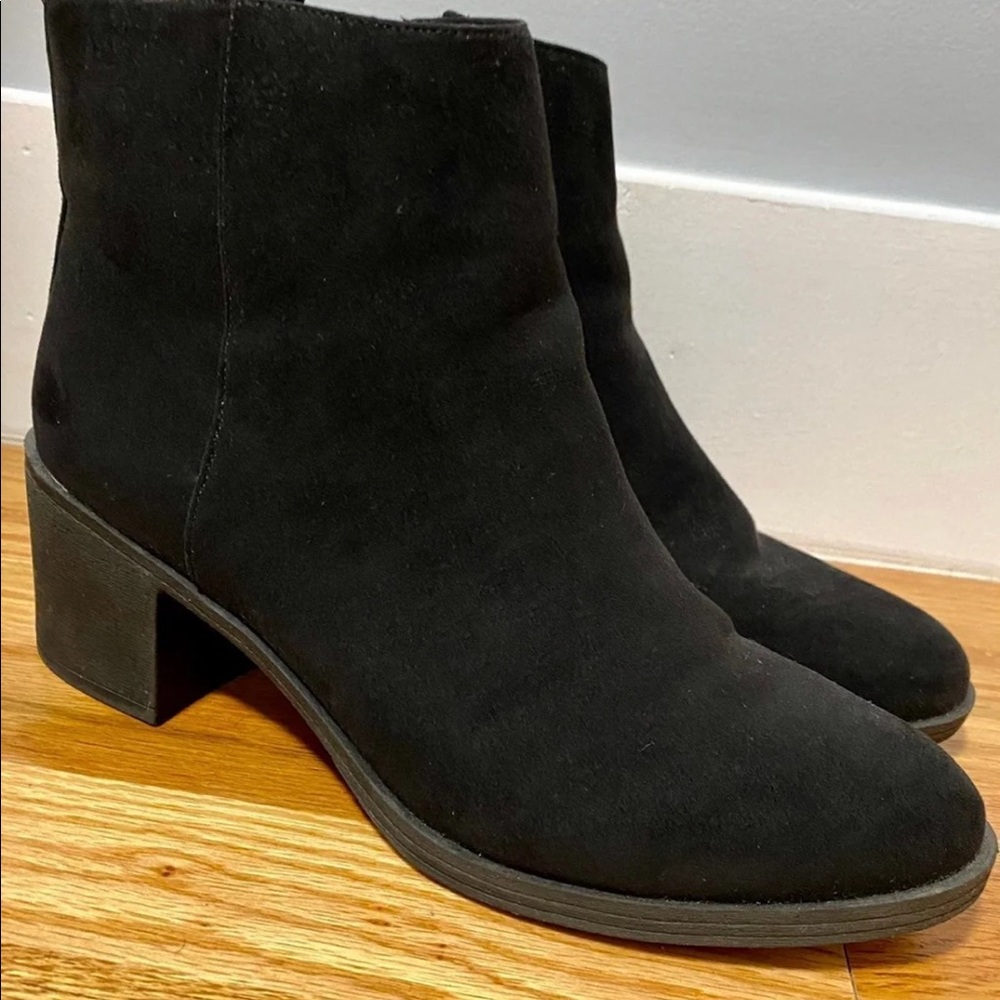 Black booties wedge boots suede with zipper autumn fall winter boots